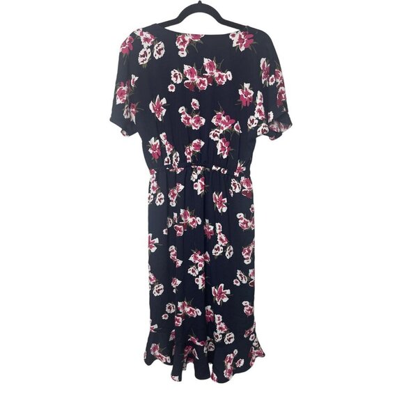 J.Crew Black Floral Print Faux Wrap High-Low Ruffle Hem Dress Size XS NWT - Picture 4 of 9